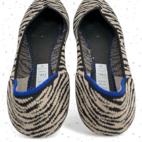 Black Zebra Neutral Animal Print Casual Shoes EDS Spoonie Rothy’s The Flat 6.5 - Picture 7 of 15
